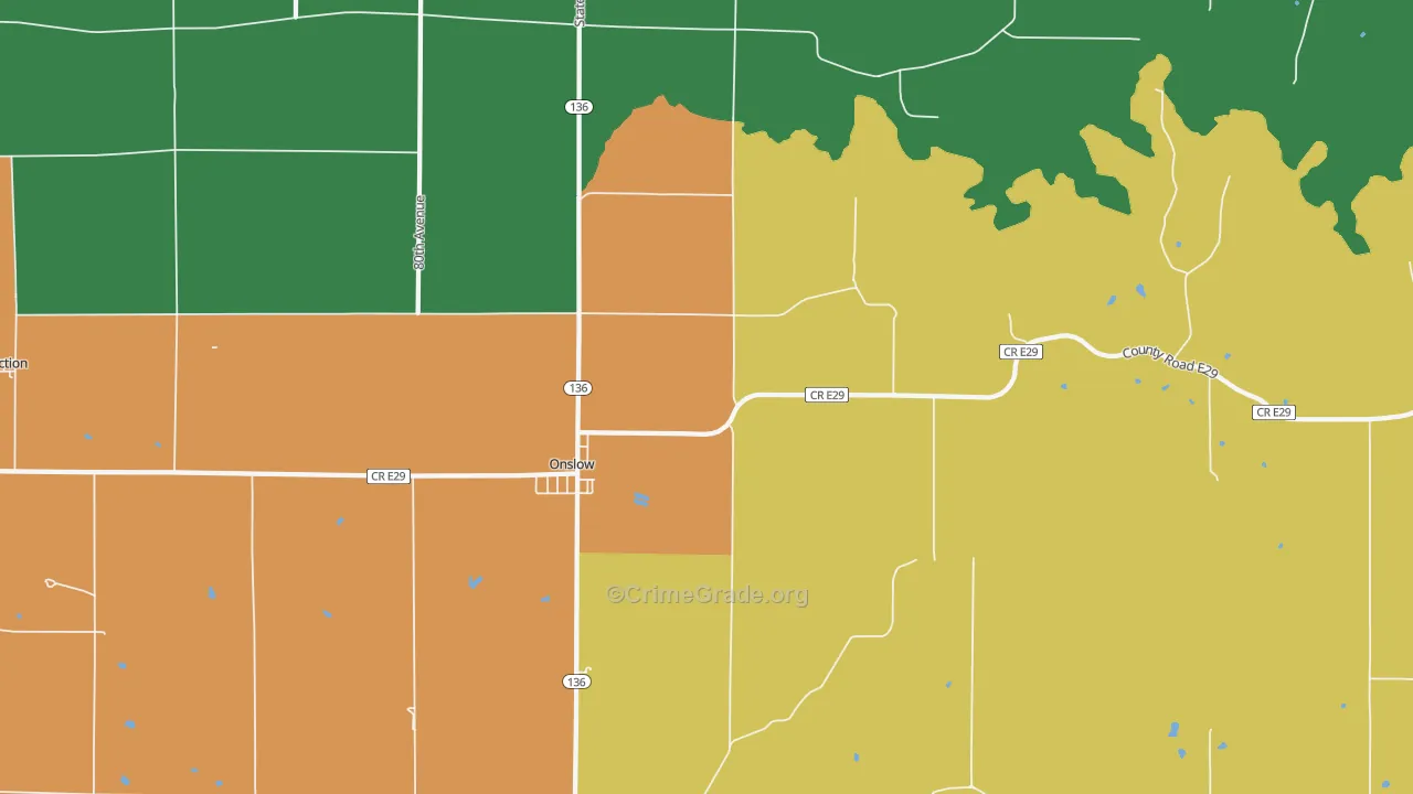 Onslow, IA Map of Murder Rates