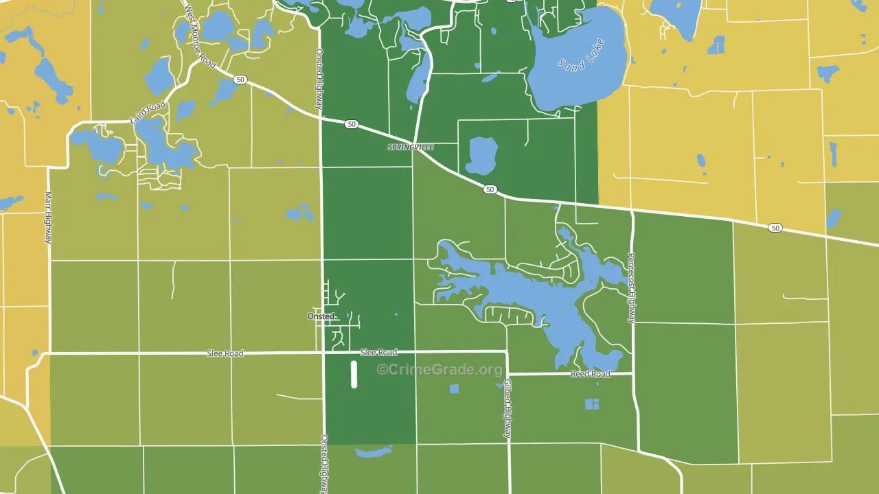 Onsted, MI Map of Murder Rates