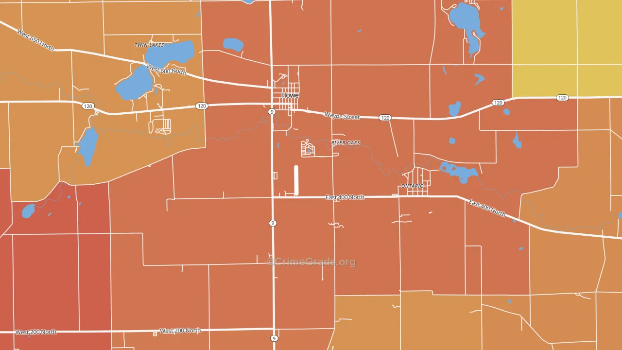 Ontario, IN Map of Murder Rates