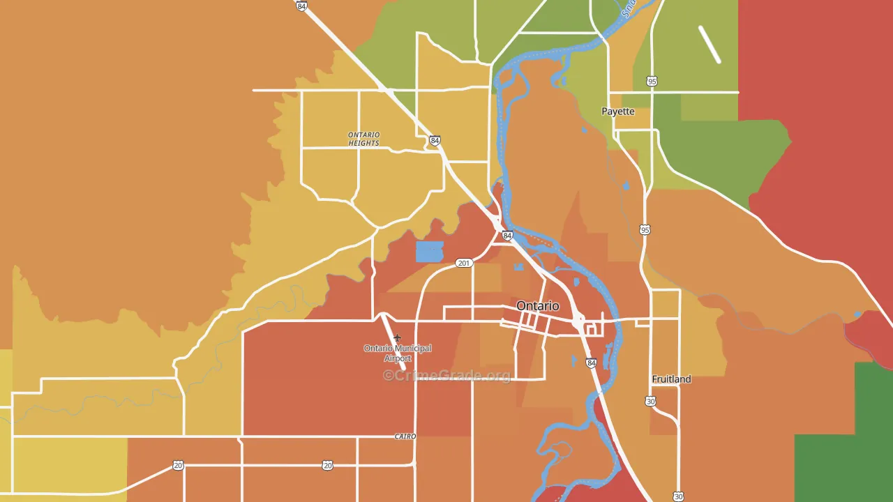 Ontario, OR Map of Murder Rates