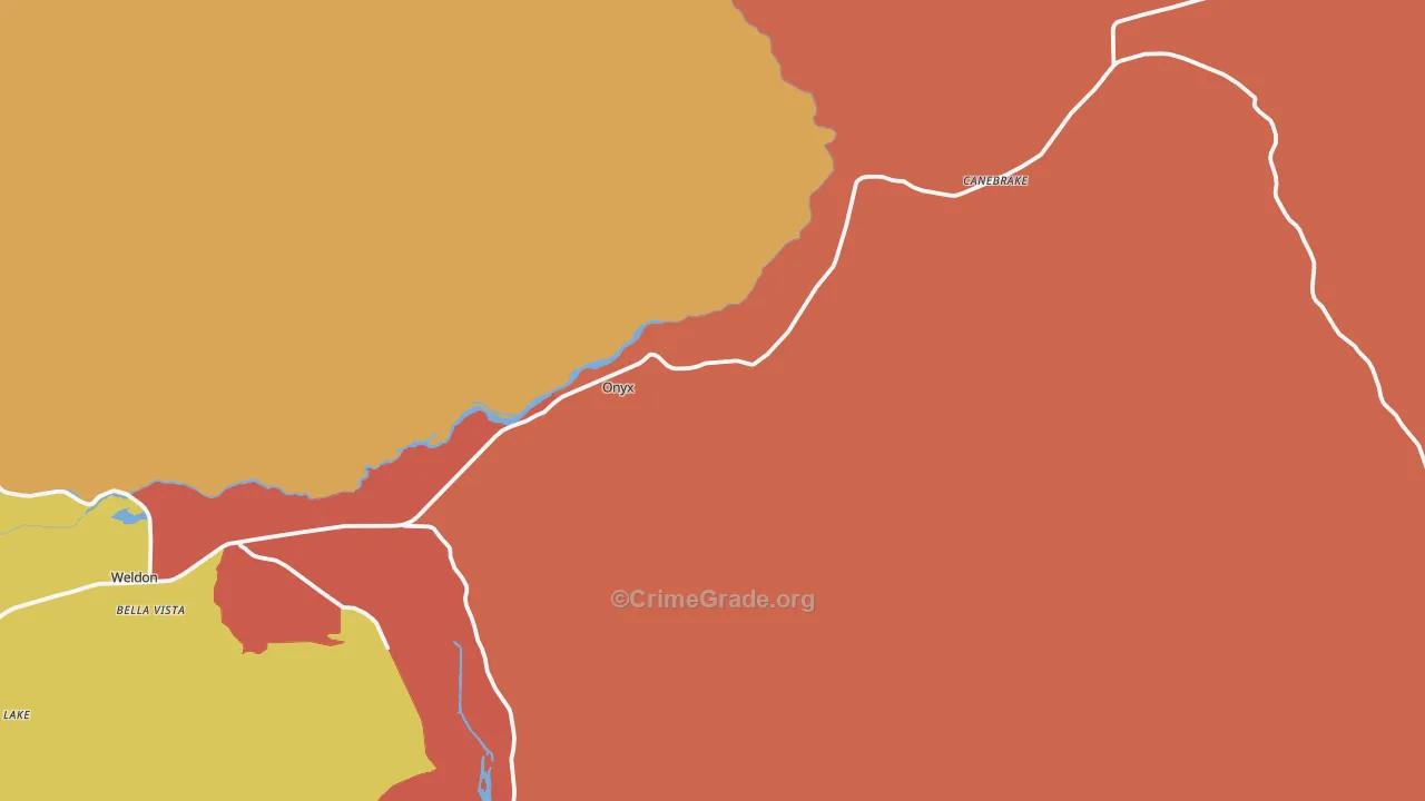 Onyx, CA Map of Murder Rates