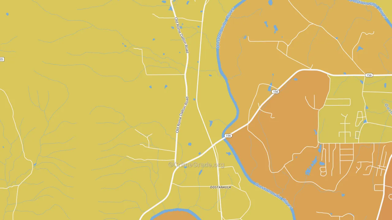 Oostanaula, GA Map of Murder Rates