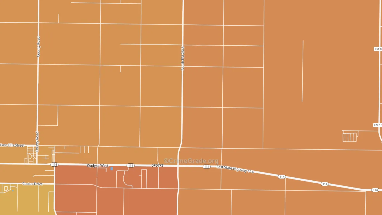 Opdyke, TX Map of Murder Rates