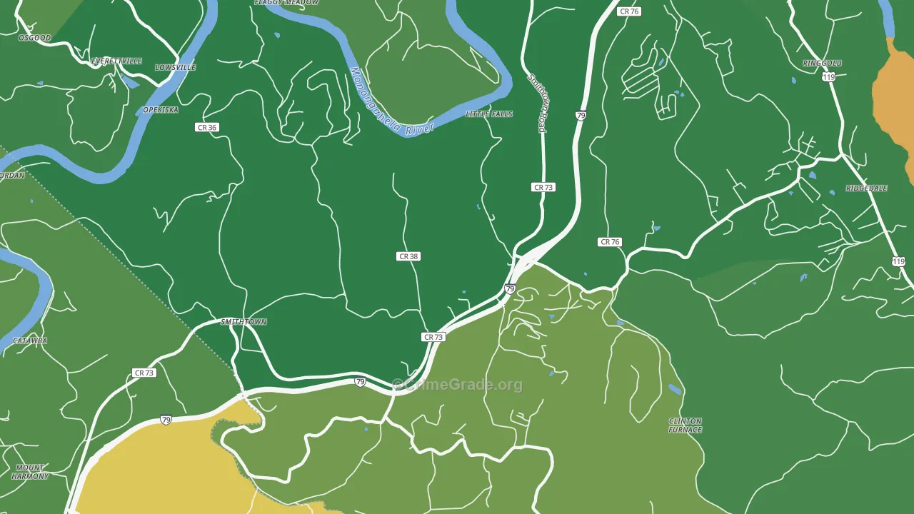 Opekiska, WV Map of Murder Rates