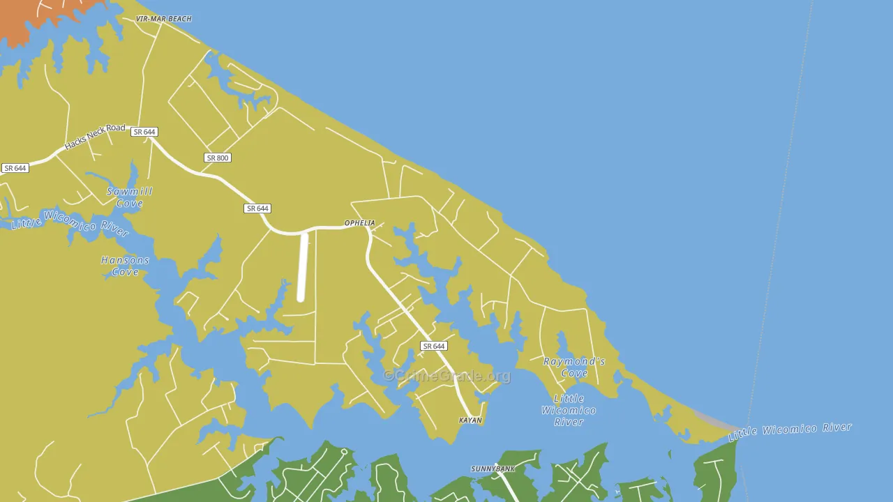 Ophelia, VA Map of Murder Rates