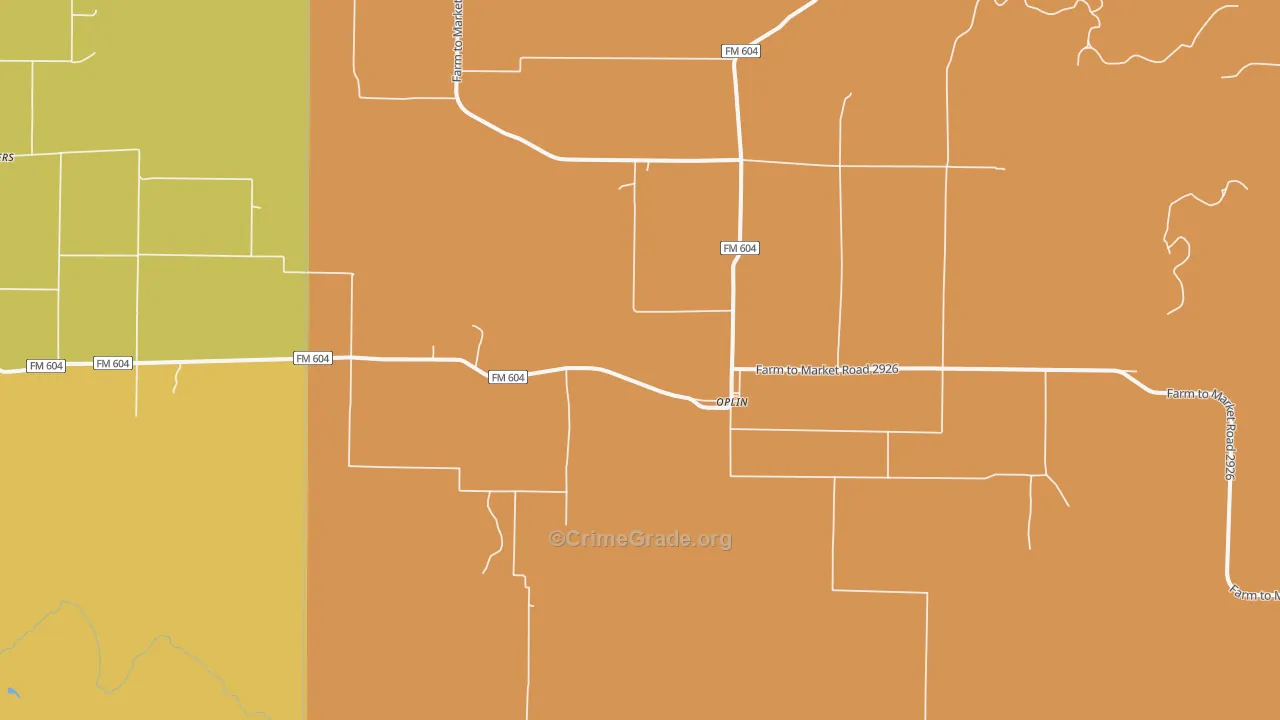 Oplin, TX Map of Murder Rates
