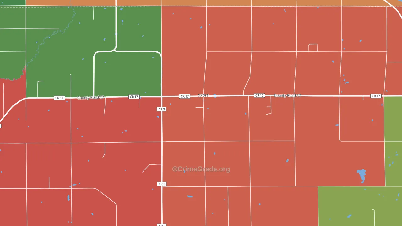 Opole, MN Map of Murder Rates