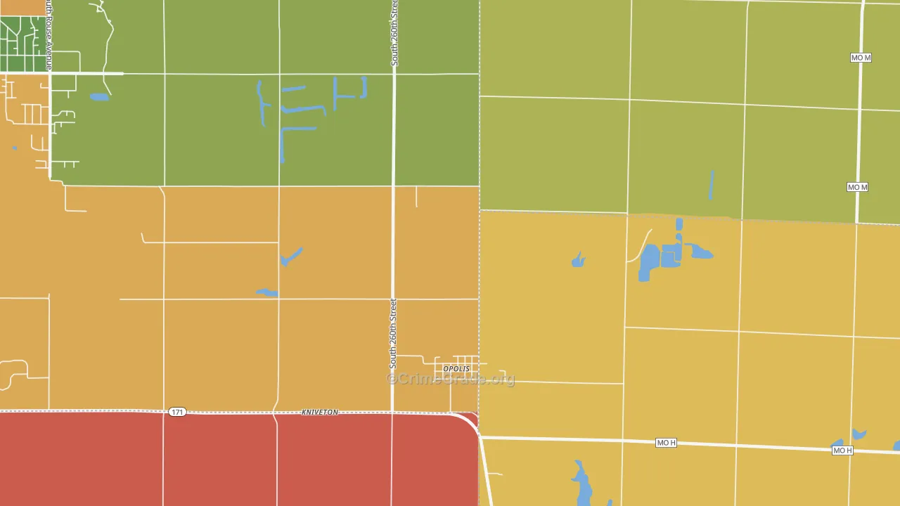 Opolis, KS Map of Murder Rates