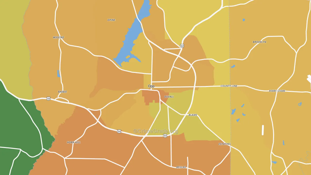 Opp, AL Map of Murder Rates