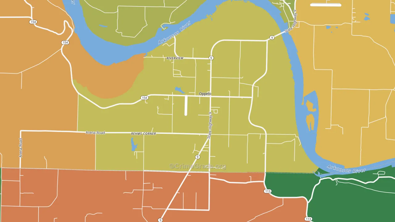 Oppelo, AR Map of Murder Rates
