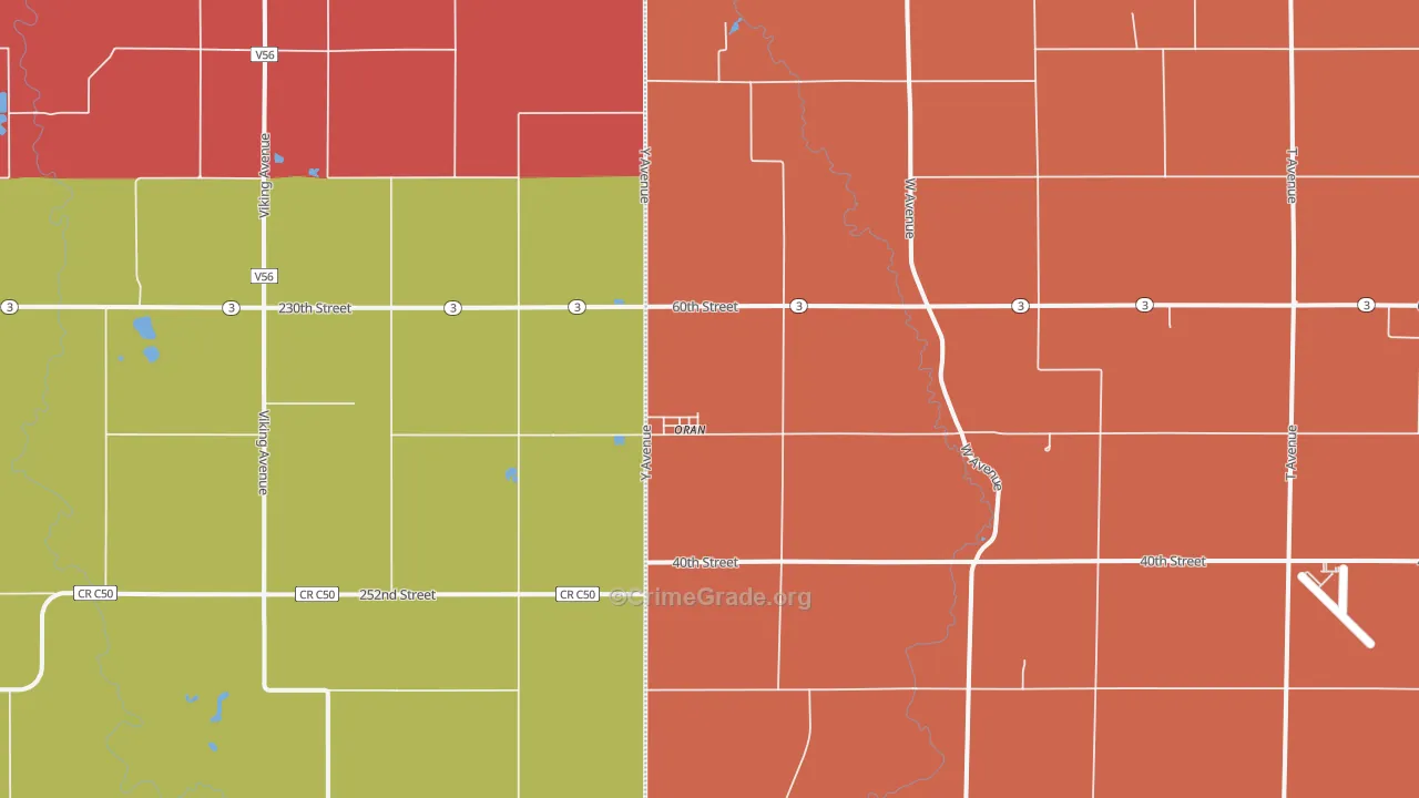 Oran, IA Map of Murder Rates