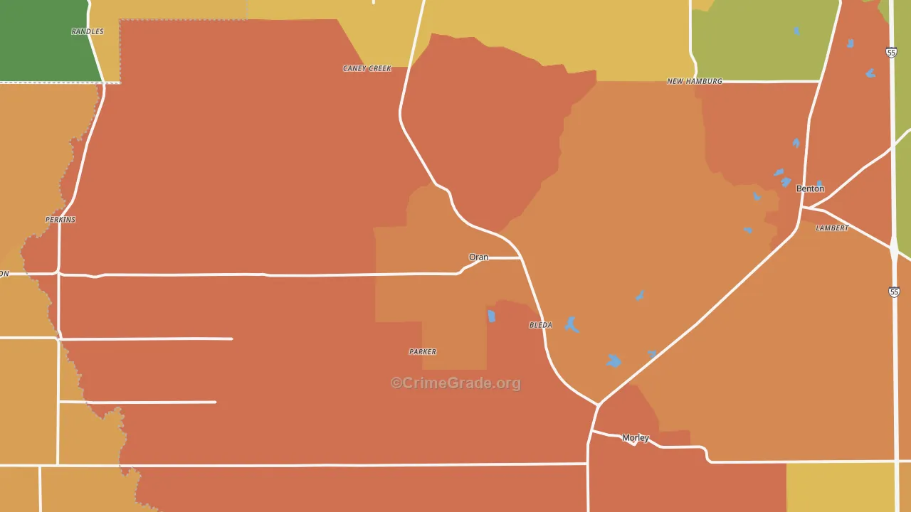Oran, MO Map of Murder Rates