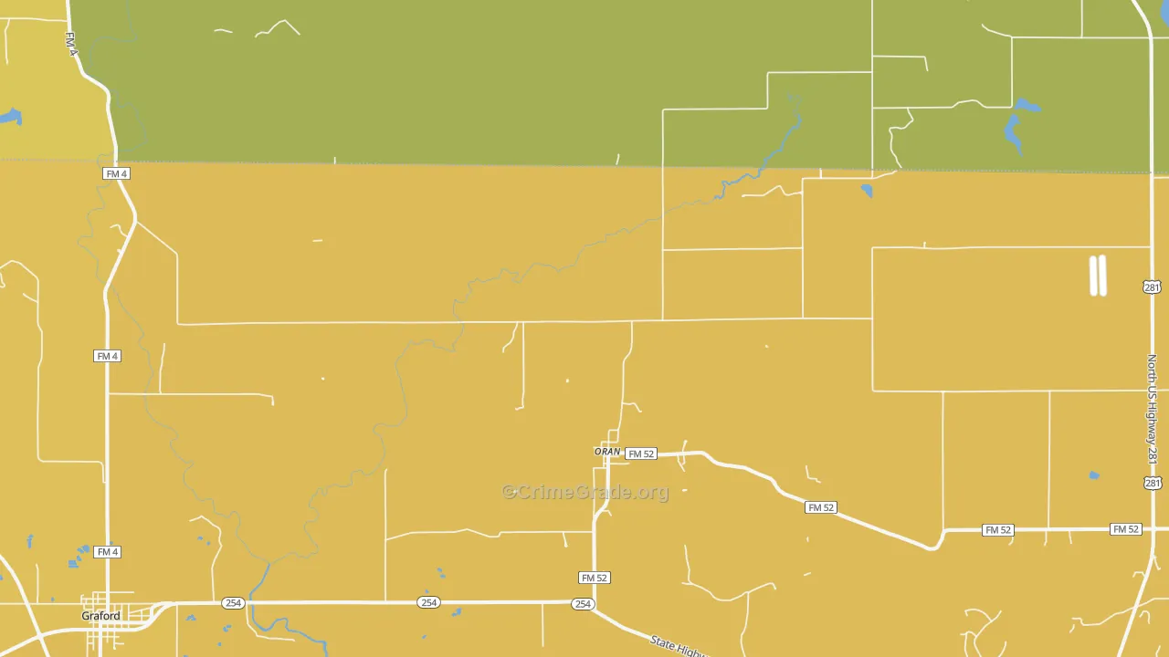 Oran, TX Map of Murder Rates