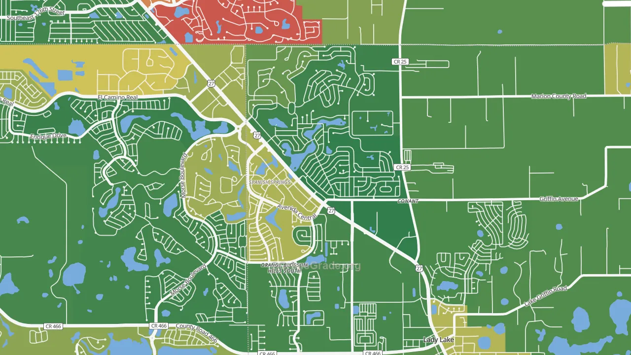 Orange Blossom Gardens, Lady Lake, FL Map of Murder Rates
