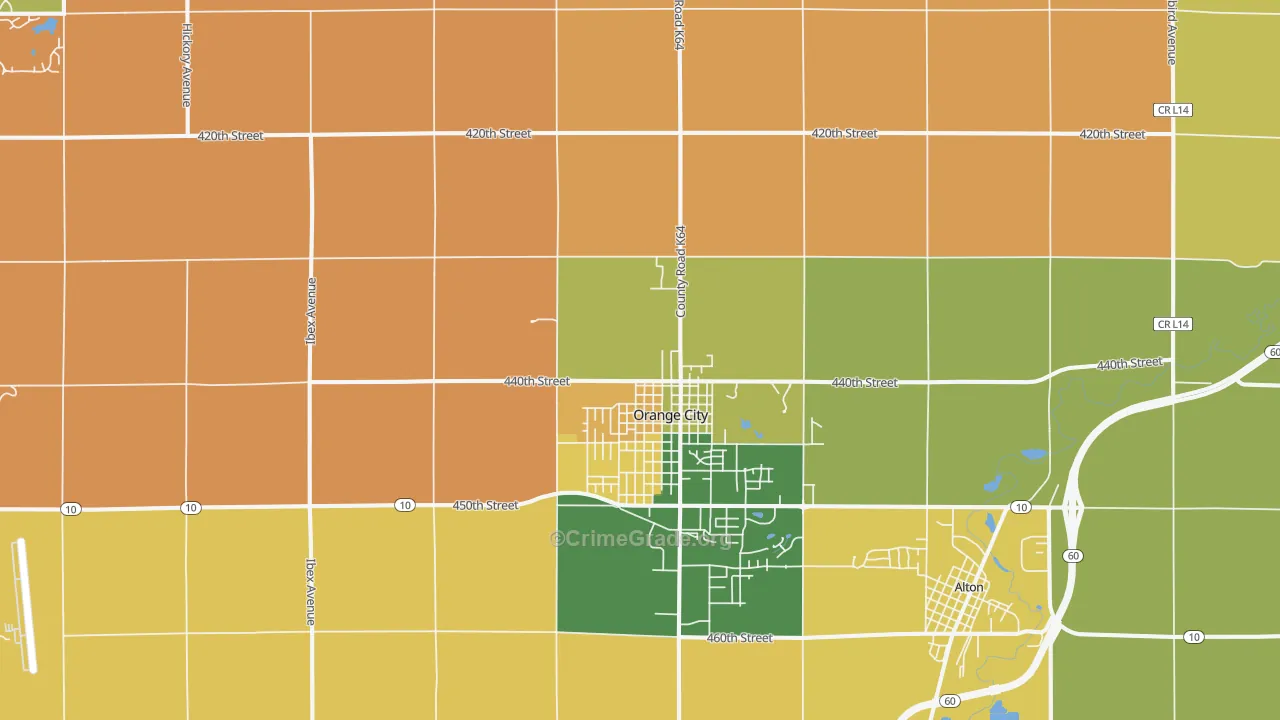 Orange City, IA Map of Murder Rates