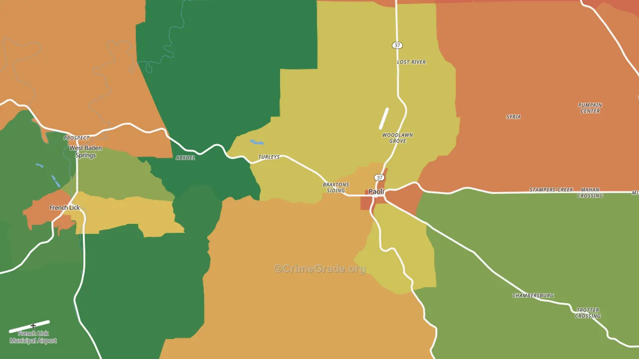 Orange County, IN Map of Murder Rates