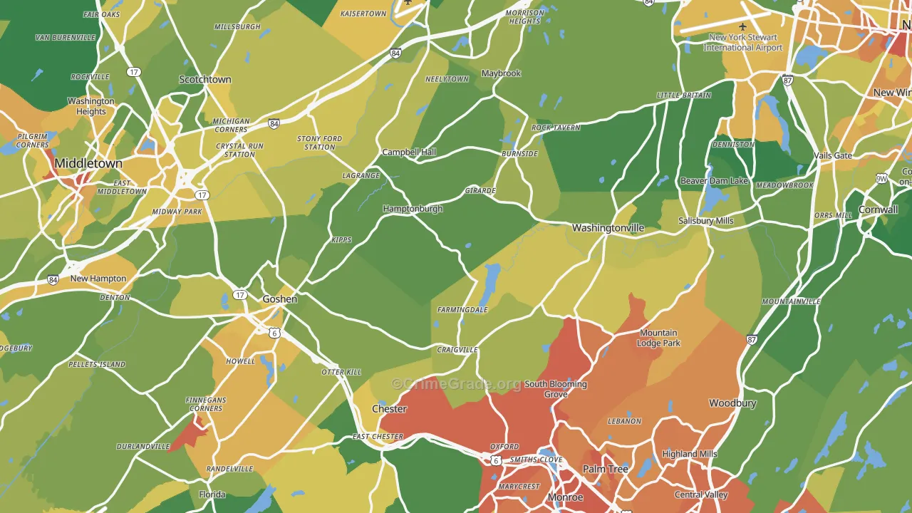 Orange County, NY Map of Murder Rates