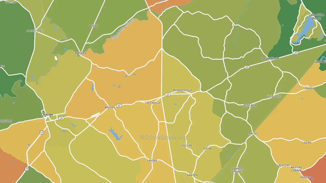 Orange County, VA Map of Murder Rates