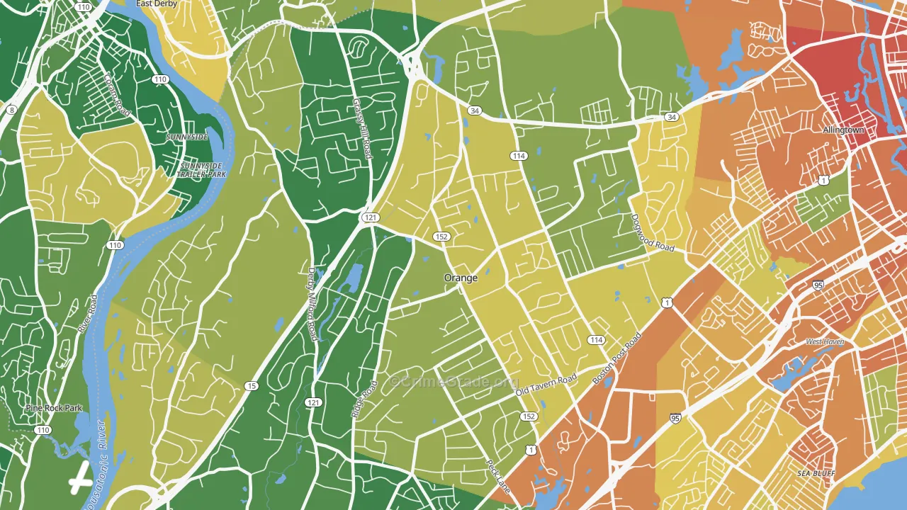 Orange, CT Map of Murder Rates
