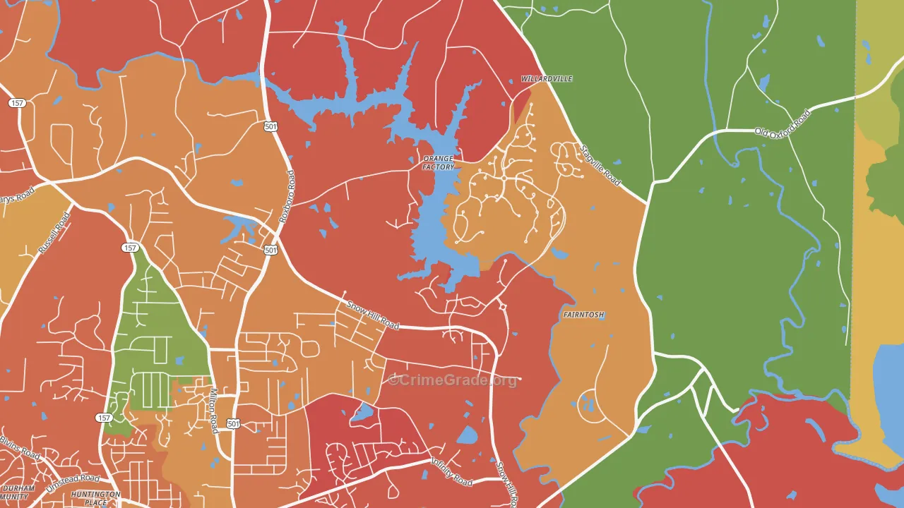 Orange Factory, NC Map of Murder Rates