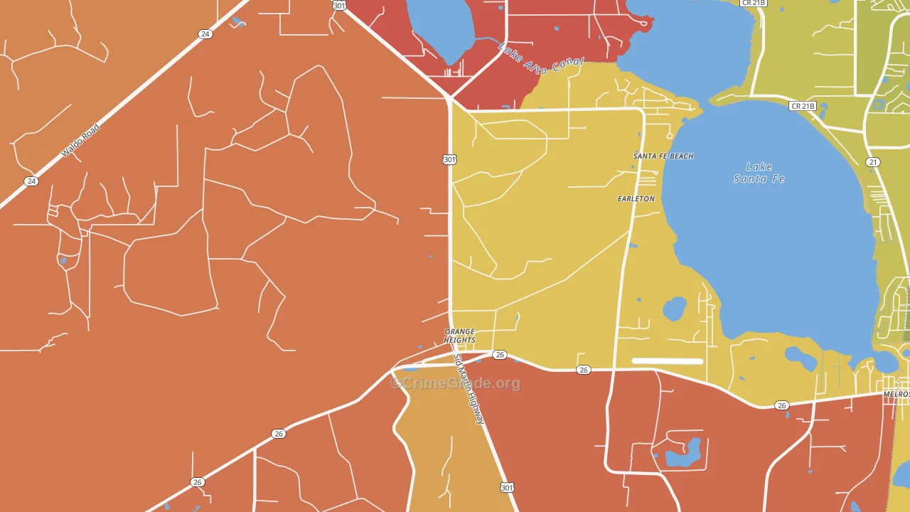 Orange Heights, FL Map of Murder Rates