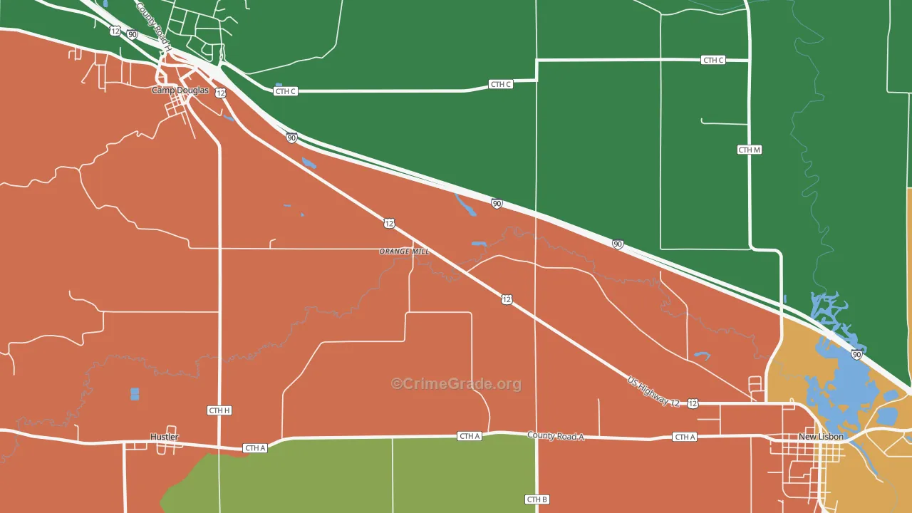 Orange Mill, WI Map of Murder Rates