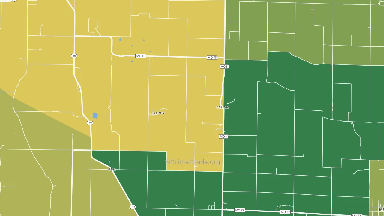 Orange, MO Map of Murder Rates