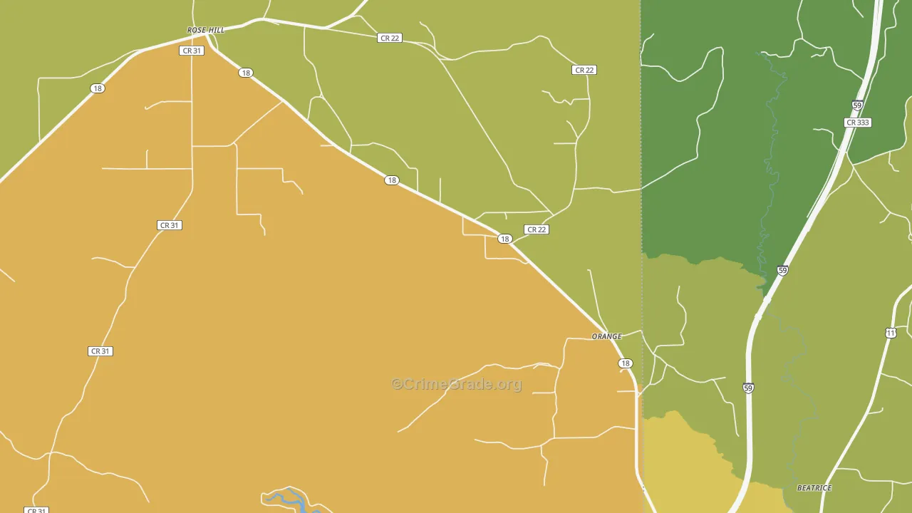 Orange, MS Map of Murder Rates