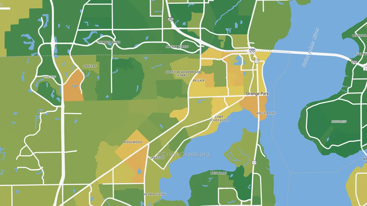 Orange Park, FL Map of Murder Rates