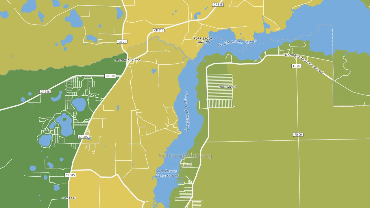 Orange Springs, FL Map of Murder Rates