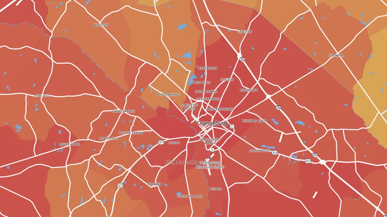 Orangeburg, SC Map of Murder Rates