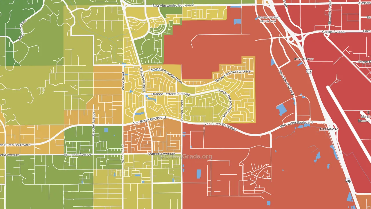 Orangecrest, Riverside, CA Map of Murder Rates