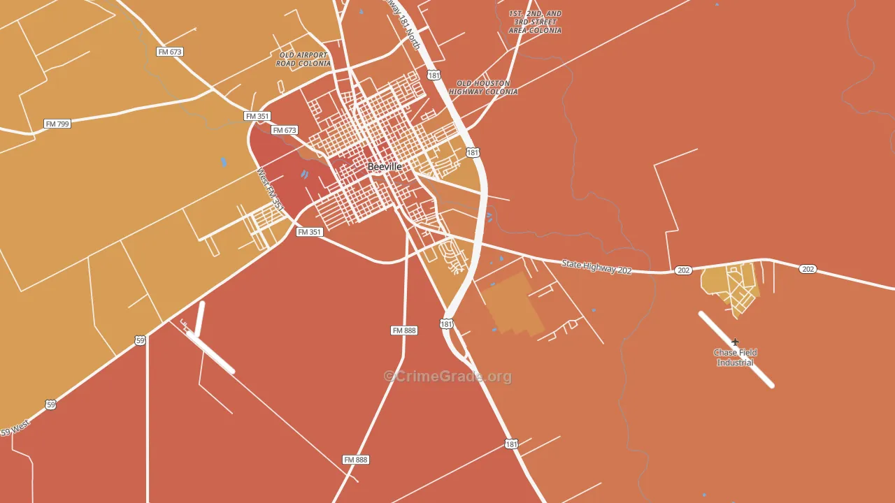 Orangedale, TX Map of Murder Rates