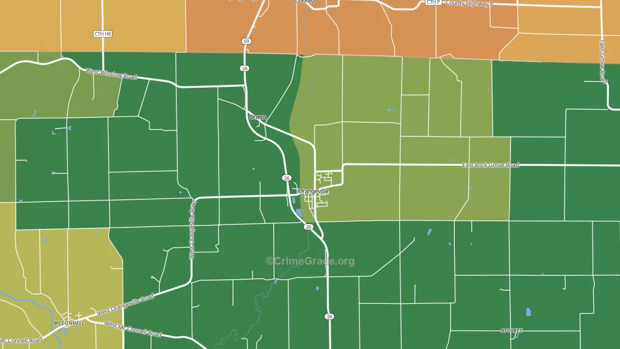 Orangeville, IL Map of Murder Rates