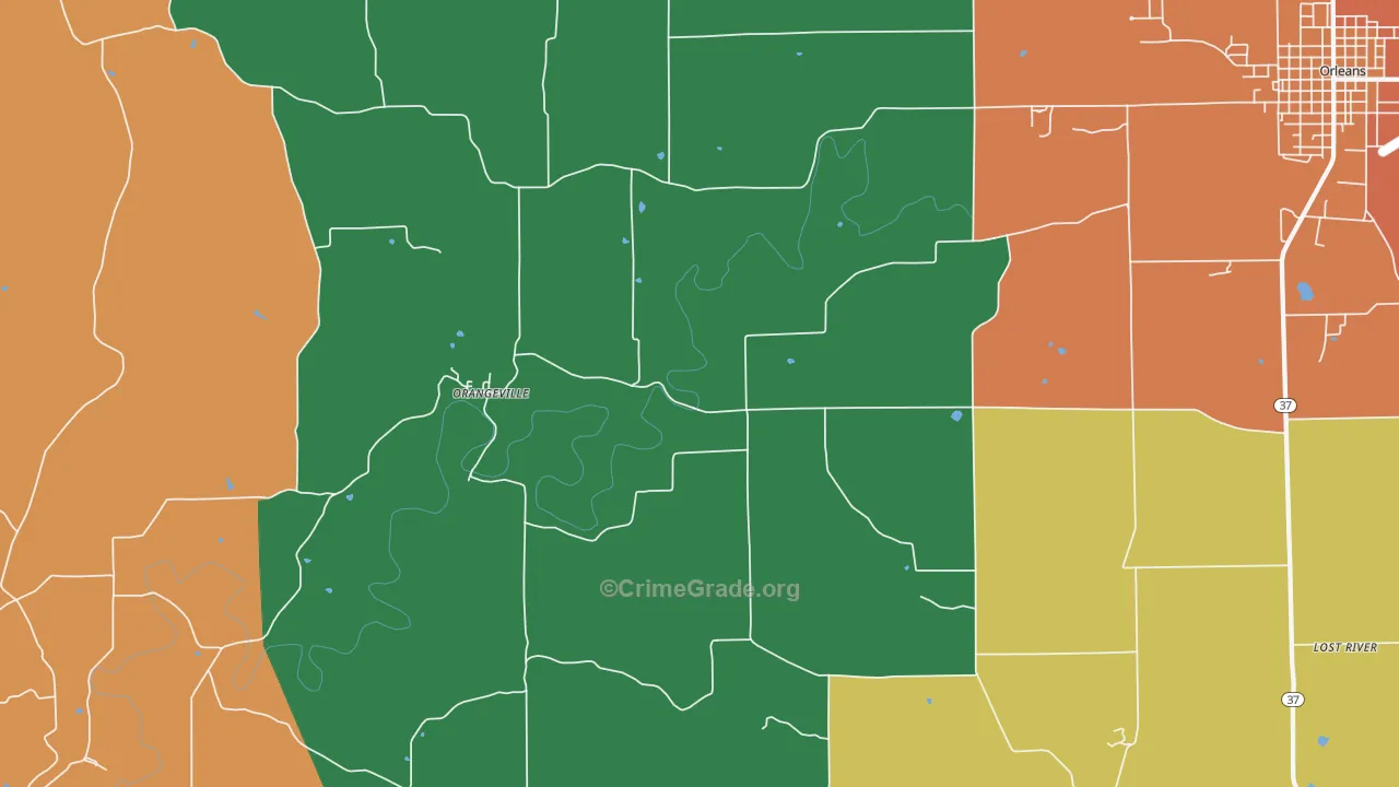 Orangeville, IN Map of Murder Rates