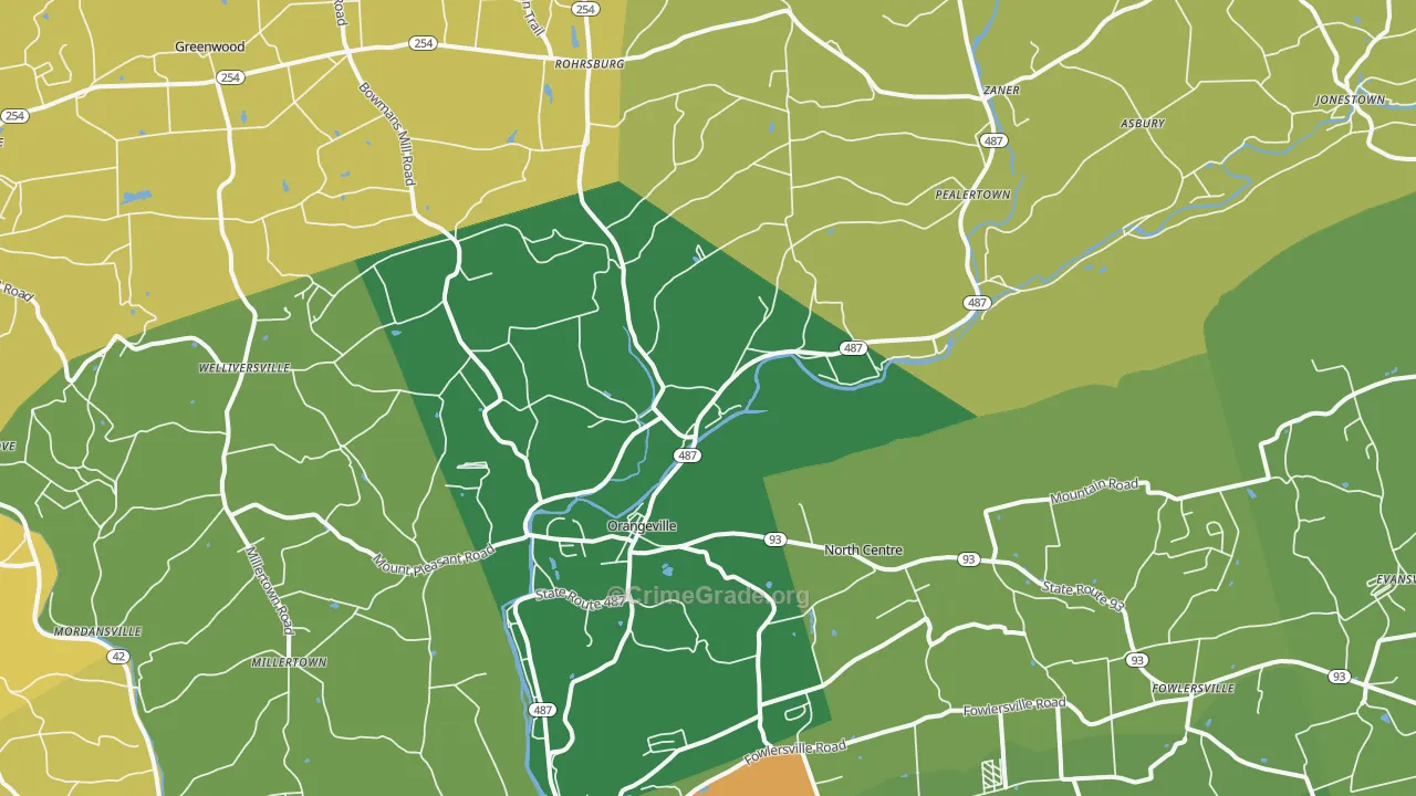 Orangeville, PA Map of Murder Rates