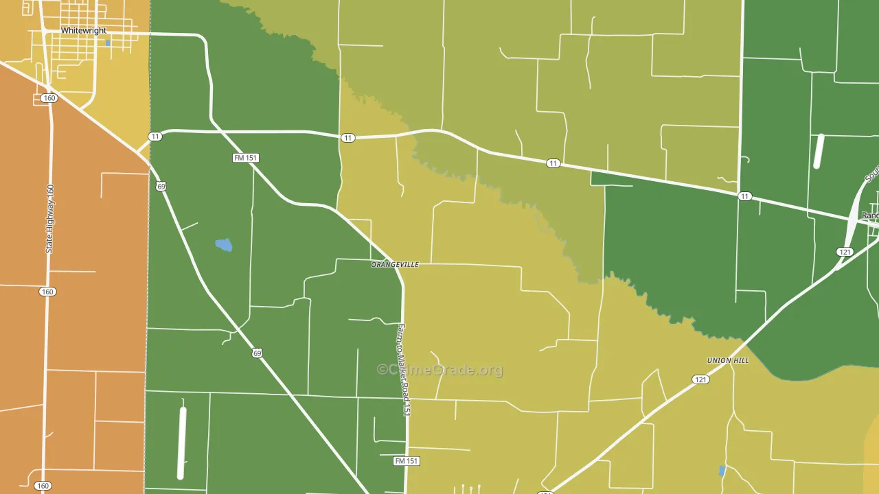 Orangeville, TX Map of Murder Rates