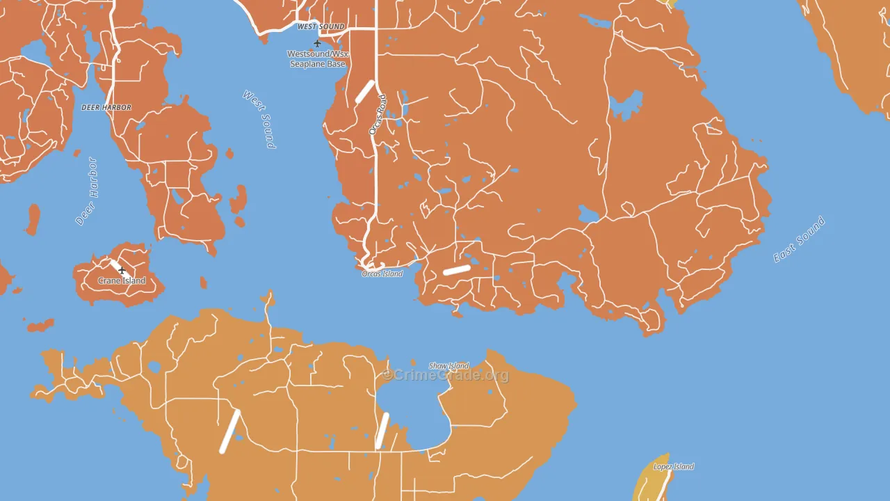 Orcas, WA Map of Murder Rates