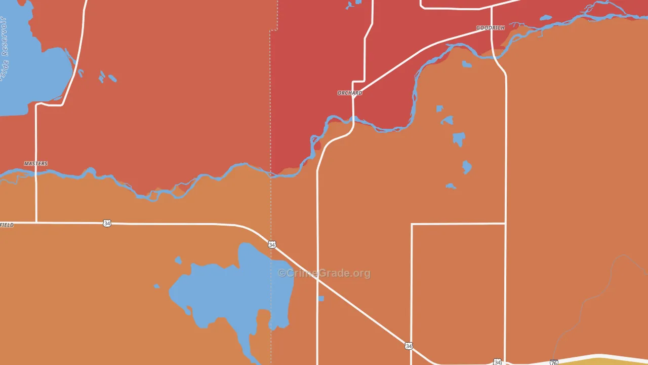 Orchard, CO Map of Murder Rates