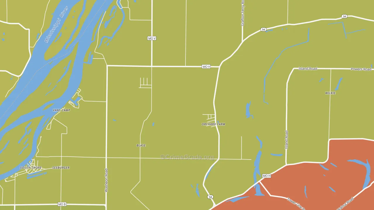 Orchard Farm, MO Map of Murder Rates