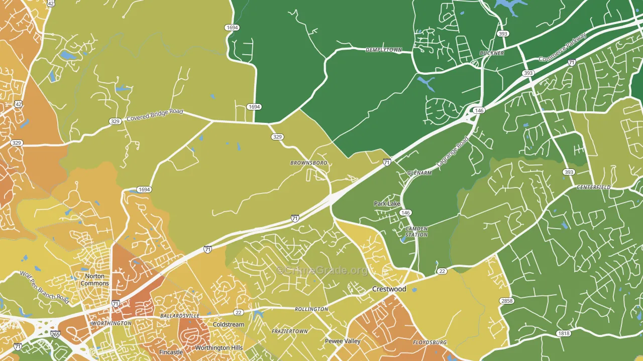 Orchard Grass Hills, KY Map of Murder Rates