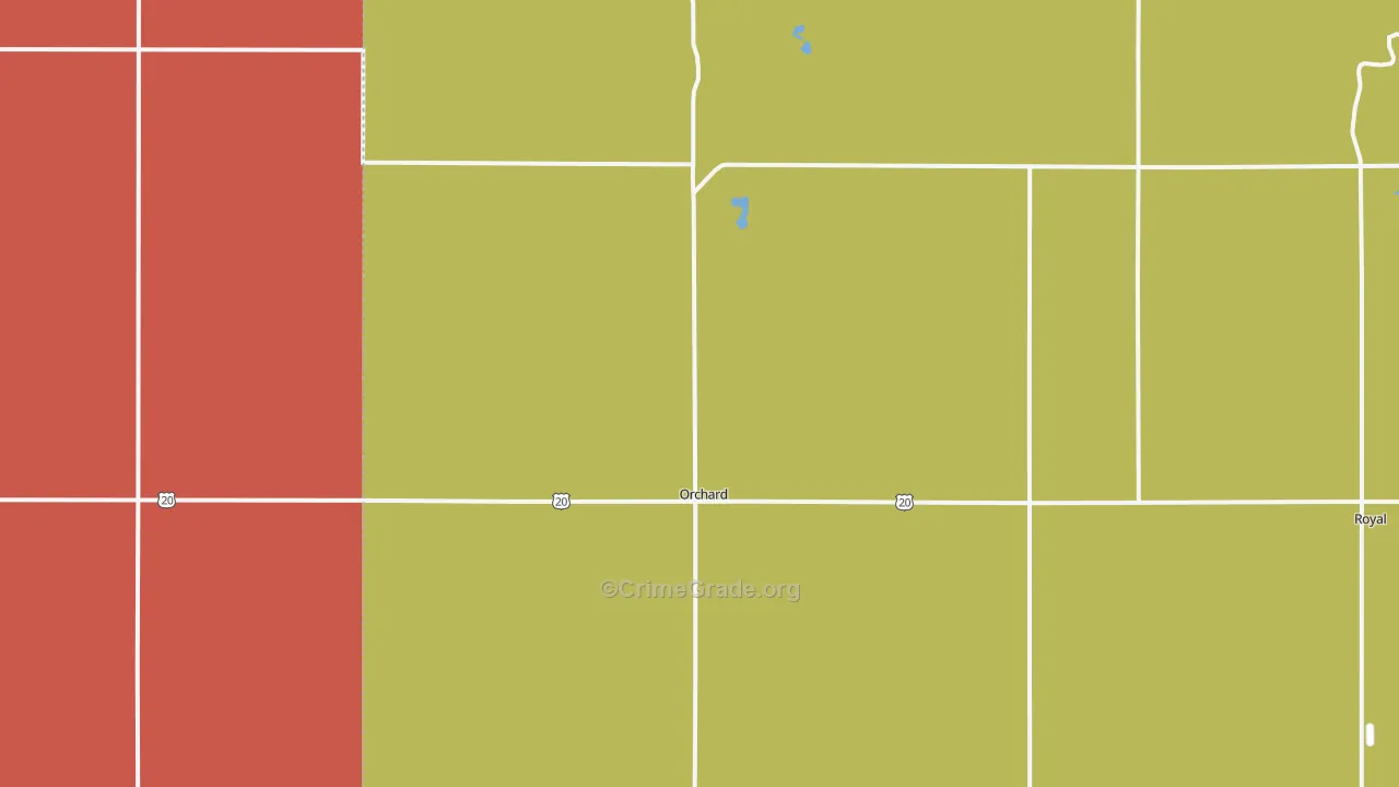 Orchard, NE Map of Murder Rates