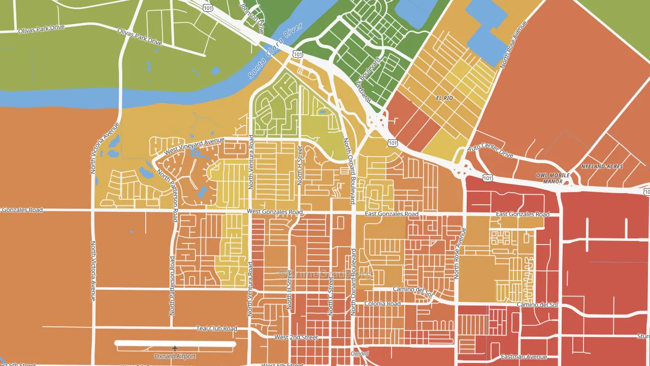Orchard, Oxnard, CA Map of Murder Rates