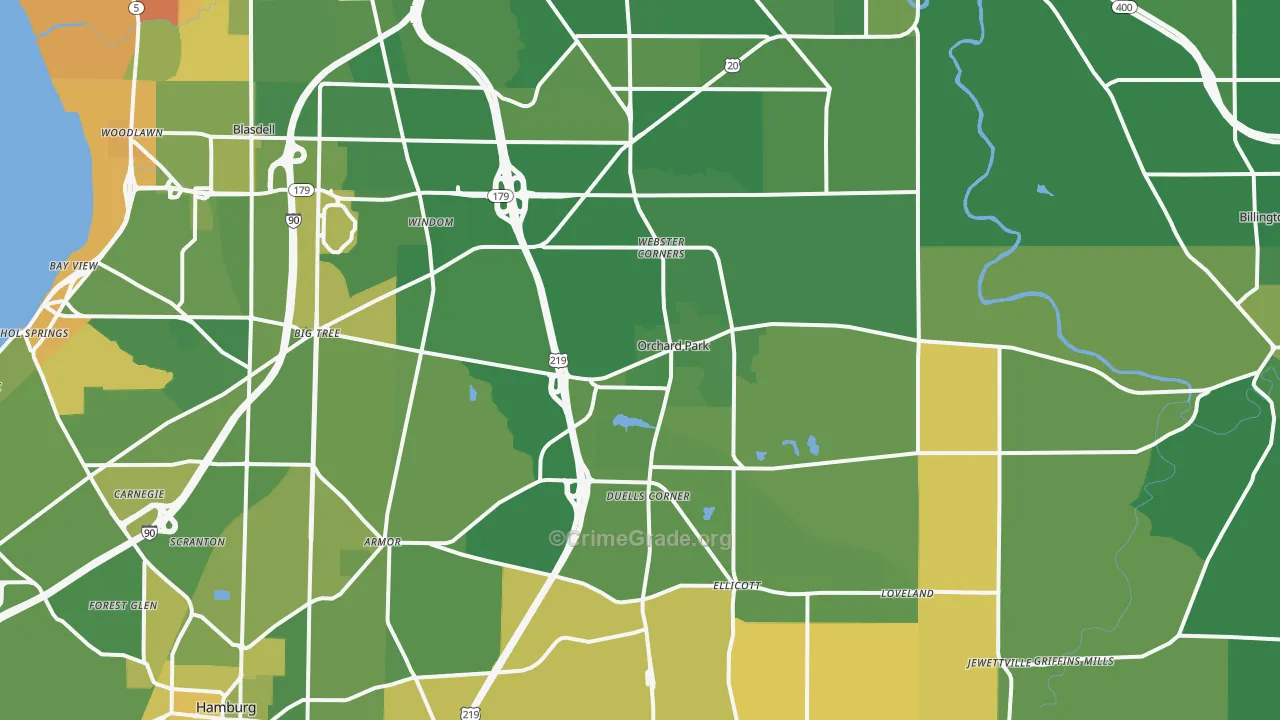 Orchard Park, NY Map of Murder Rates