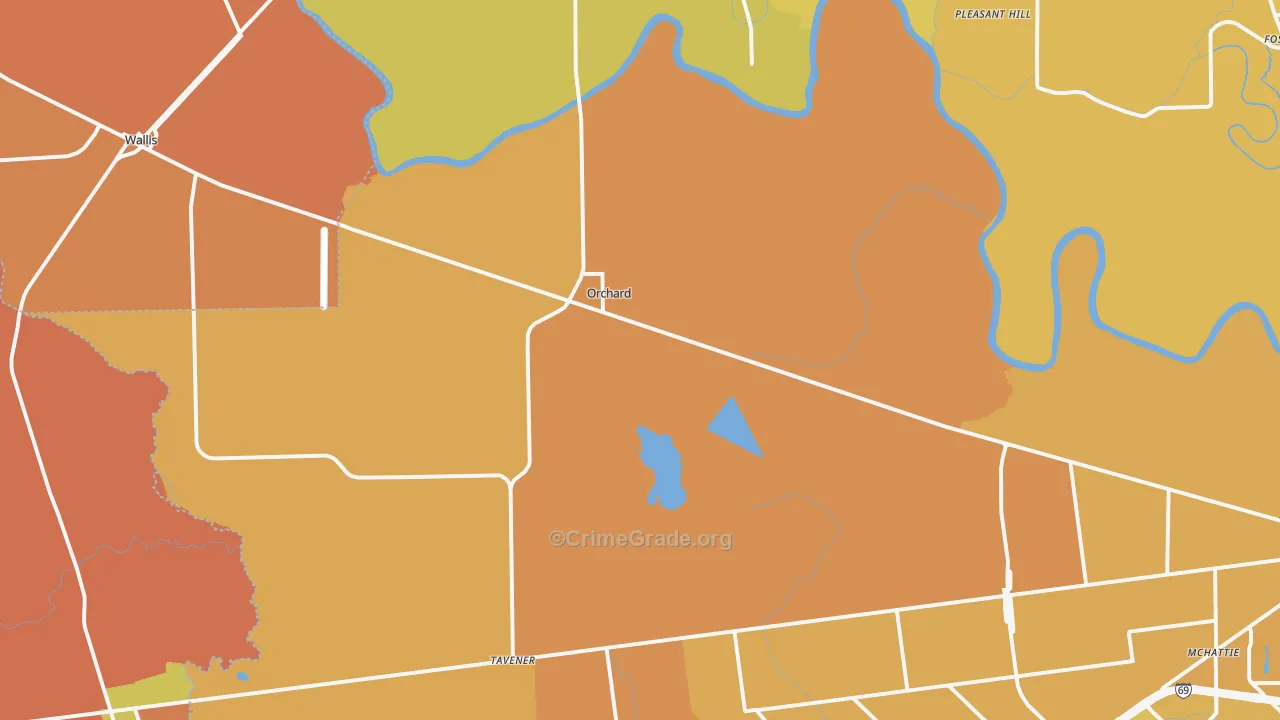 Orchard, TX Map of Murder Rates