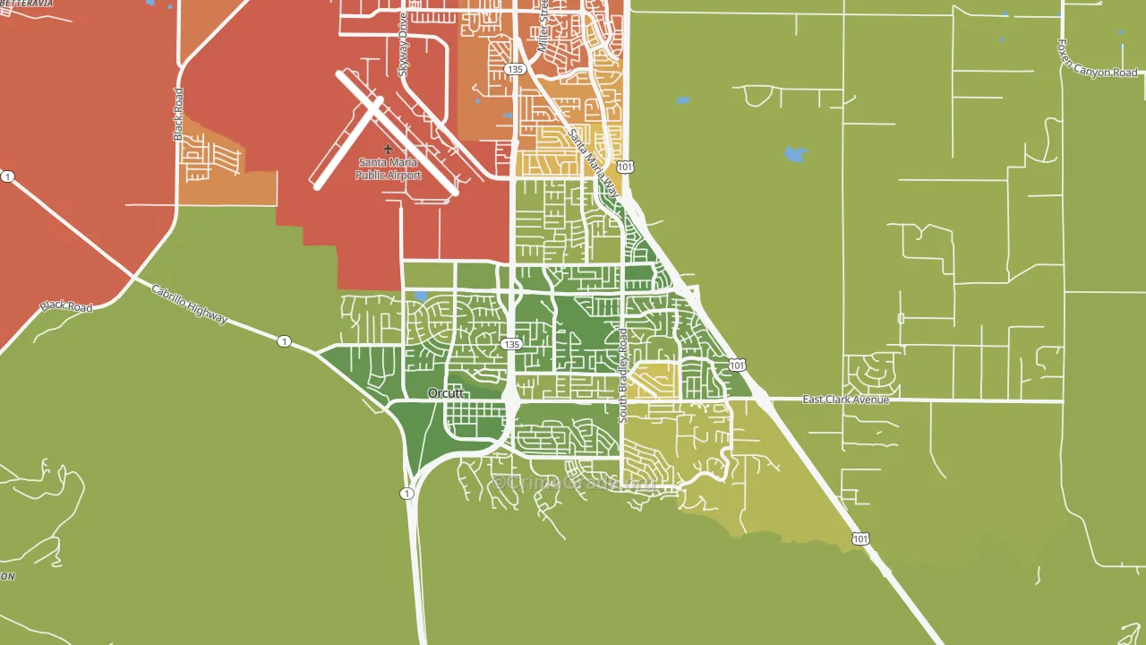 Orcutt, CA Map of Murder Rates