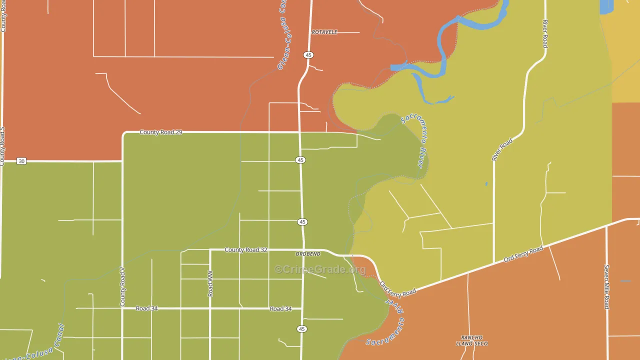 Ordbend, CA Map of Murder Rates