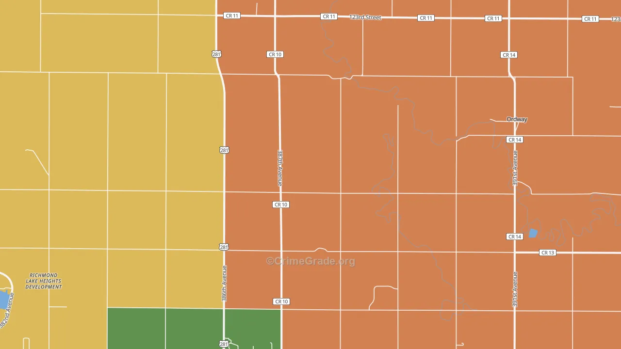 Ordway, SD Map of Murder Rates
