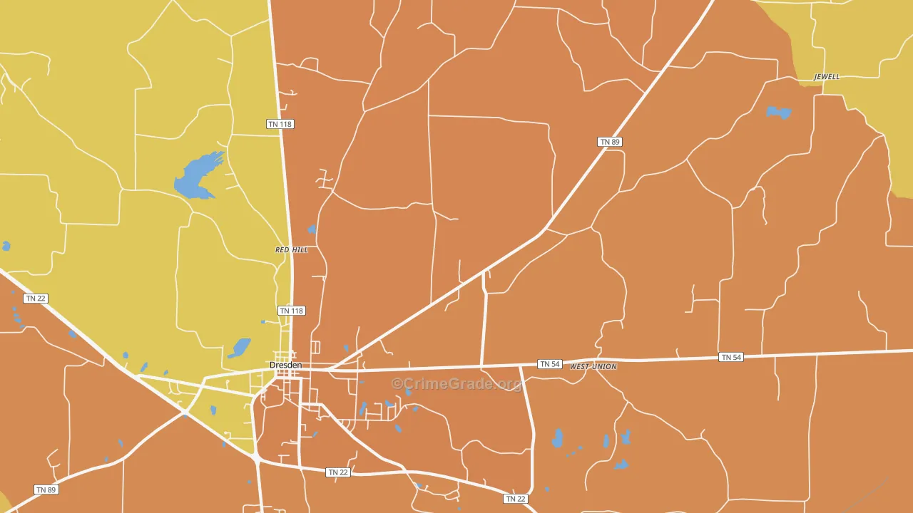 Ore Spring, TN Map of Murder Rates