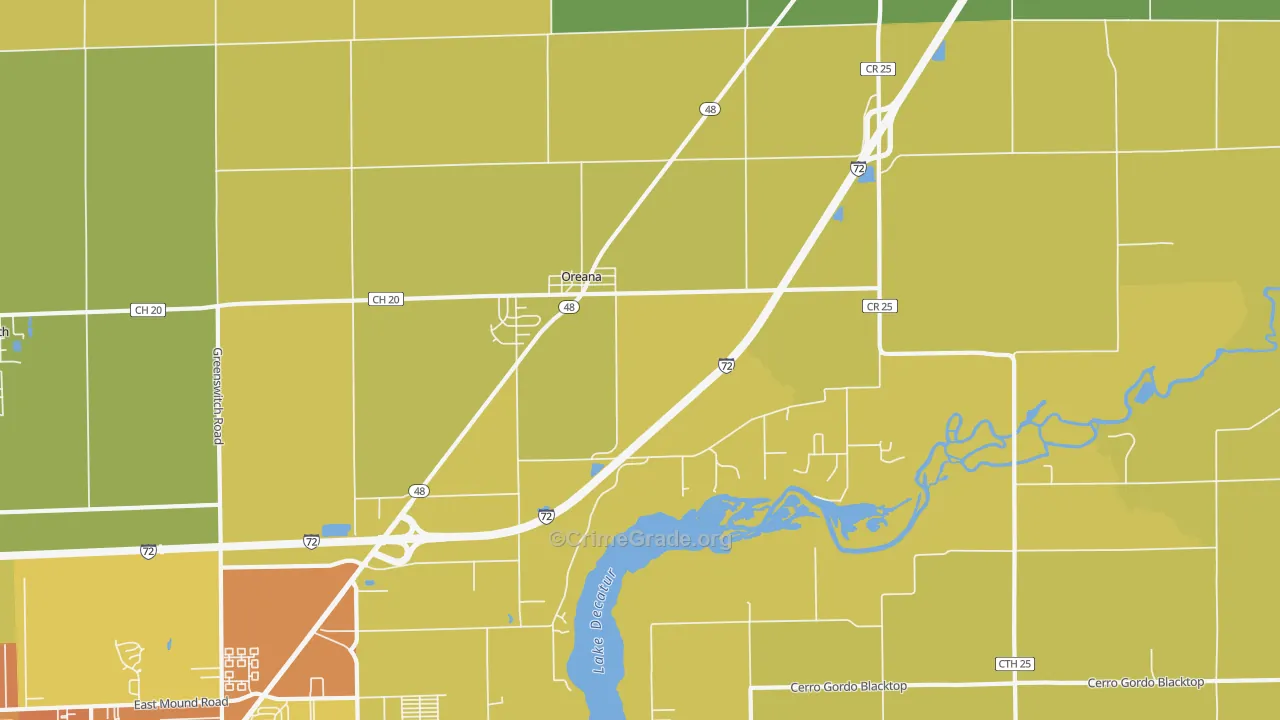 Oreana, IL Map of Murder Rates